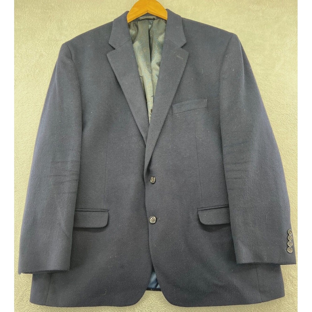 Lauren Ralph Lauren Sport Coat Blazer Men's 48R Navy Blue Wool Silk Cashmere